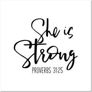 She Is Strong Proverbs 3125 Bible Verse Slogan Posters and Art